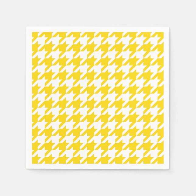 Yellow and White Houndstooth Check Napkins (Front)