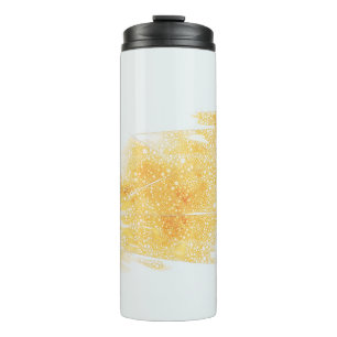 Yellow and white illustration thermal tumbler