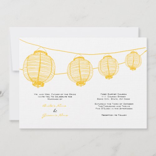Yellow and White Lanterns Wedding Invitation