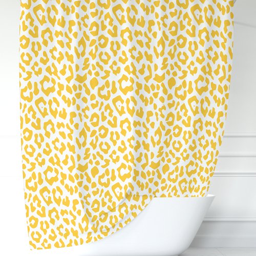 Yellow And White Leopard Shower Curtain