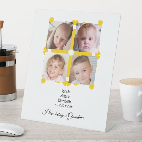 Yellow and white love being a Grandma photos Pedestal Sign