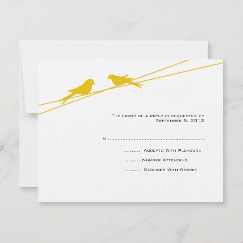 Yellow and White Love Birds on a Wire RSVP
