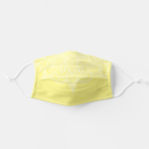 Yellow and White Mandala Bandana Style Covid 19 Adult Cloth Face Mask