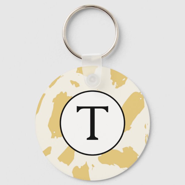 Yellow and White Monogram Initial Keychain (Front)
