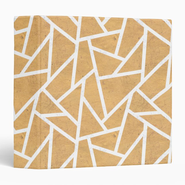 Yellow and white mosaic pattern 3 ring binder (Front/Spine)
