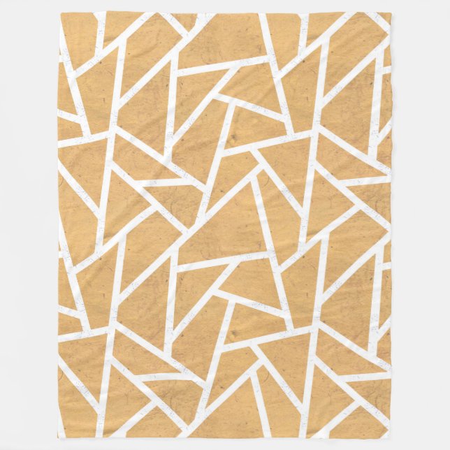 Yellow and white mosaic pattern fleece blanket (Front)