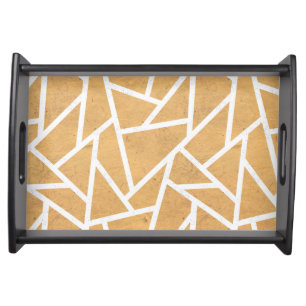Yellow and white mosaic pattern serving tray