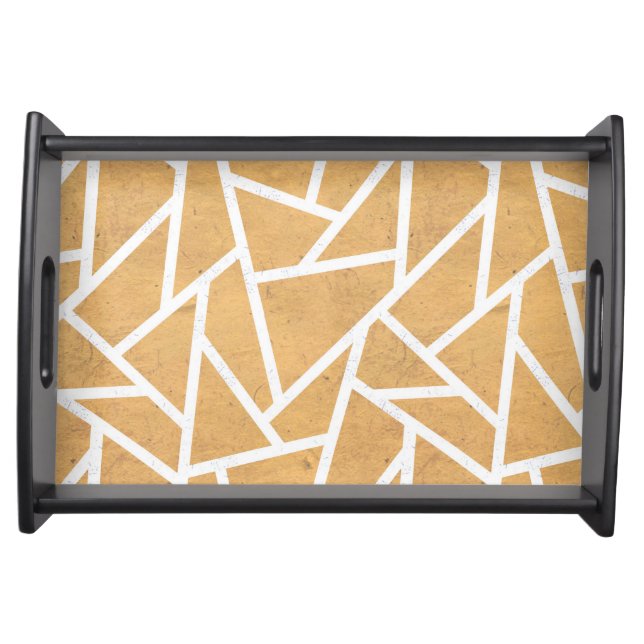 Yellow and white mosaic pattern serving tray (Front)