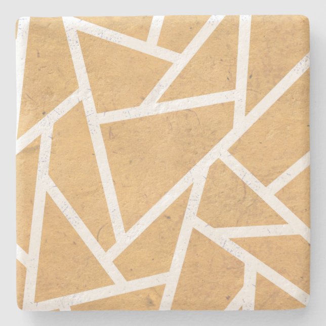 Yellow and white mosaic pattern stone coaster (Front)
