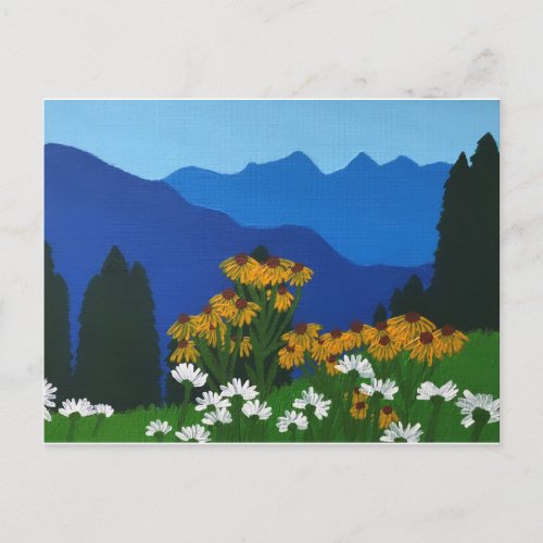 Yellow and White Mountain Flowers Postcard