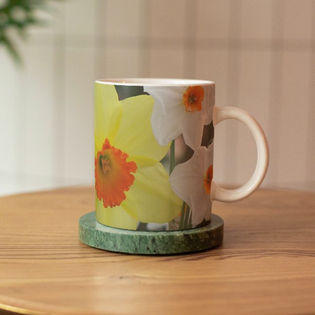 Yellow and White Narcissus Floral Mug (In Situ Coaster)