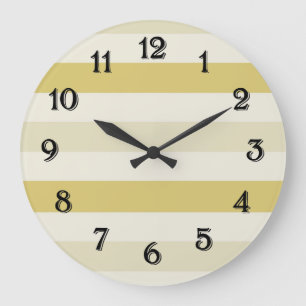 Yellow and White Ombre Stripes Large Clock