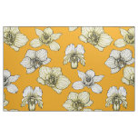 Yellow and white orchid flowers fabric