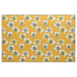 Yellow and white orchid flowers fabric