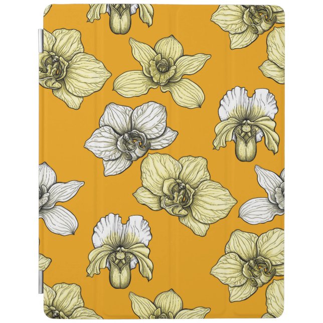 Yellow and white orchid flowers iPad smart cover (Front)