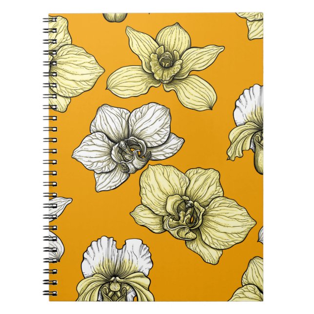 Yellow and white orchid flowers notebook (Front)