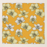 Yellow and white orchid flowers scarf<br><div class="desc">Hand drawn pattern with yellow and white orchid flowers</div>