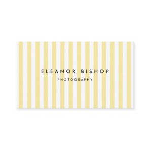 Yellow and White Pinstripes Pattern Modern Business Card