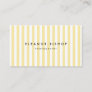 Yellow and White Pinstripes Pattern Modern Business Card