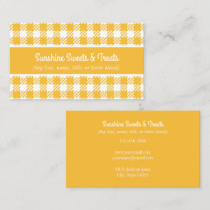 Yellow and White Plaid Bakery Business Card