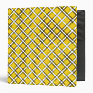 Yellow and white plaid plaid pattern 3 ring binder