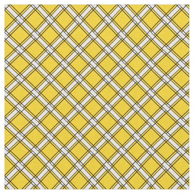 Yellow and white plaid plaid pattern fabric (Close Up)