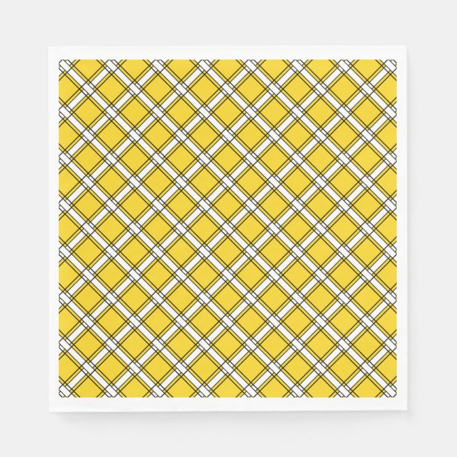 Yellow and white plaid plaid pattern   napkins (Front)