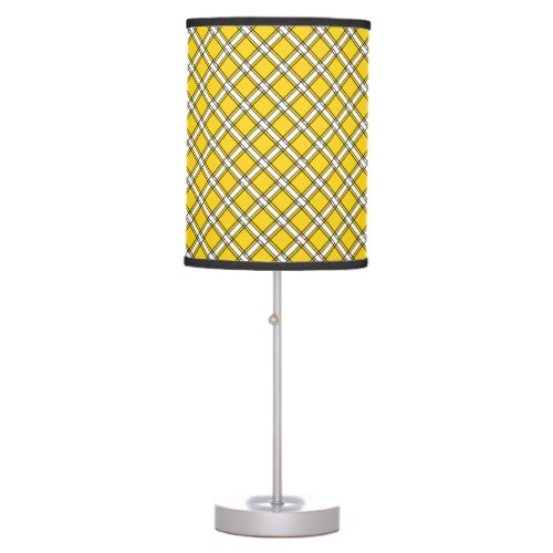 Yellow and white plaid plaid pattern  table lamp