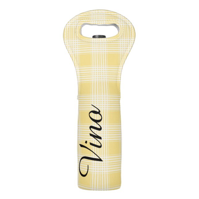 Yellow and White Plaid Wine Tote (Front)