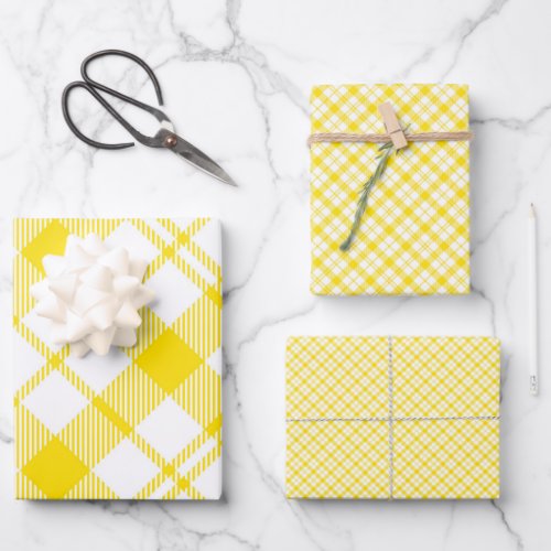 Yellow and White Plaid Wrapping Paper Sheets