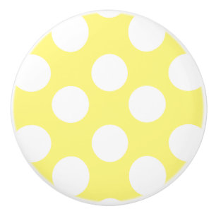 Yellow and White Polka Dot Furniture Knob