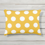 Yellow And White Polka Dot Pattern Outdoor Pillow at Zazzle