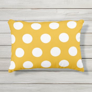 Yellow And White Polka Dot Pattern Outdoor Pillow by paul68 at Zazzle