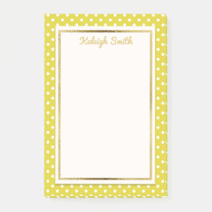 Yellow and White Polka Dot with Gold Post It Notes