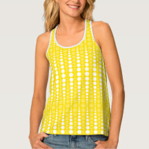 Yellow and White Polka Dot Women's Tank Top