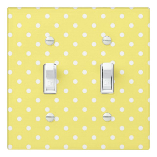 Yellow and White Polka Dots Pattern Light Switch Cover (In Situ)