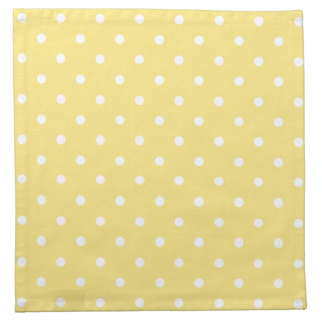 Yellow and White Polka Dots Pattern. Napkin (Front)