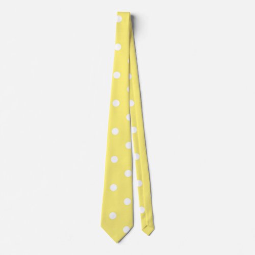 Yellow and White Polka Dots Pattern Neck Tie