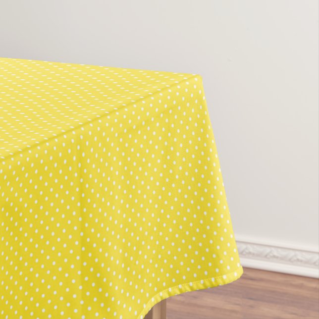 Yellow and White Polka Dots Tablecloth (In Situ)