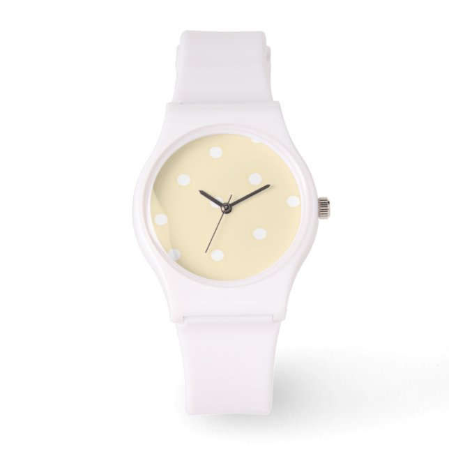 Yellow and White Polka Dots Watch (Front)