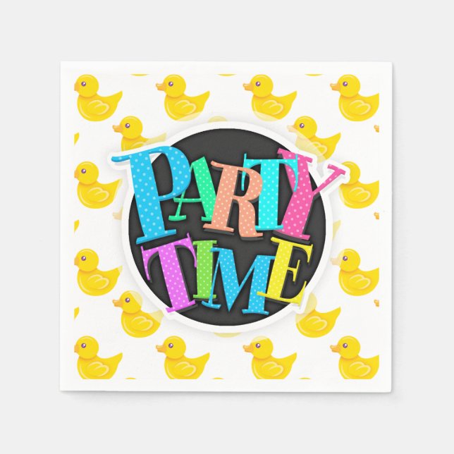Yellow and White Rubber Duck, Ducky Paper Napkins (Front)
