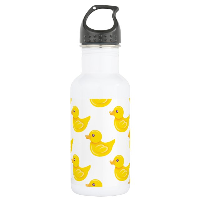 Yellow and White Rubber Duck, Ducky Stainless Steel Water Bottle (Front)