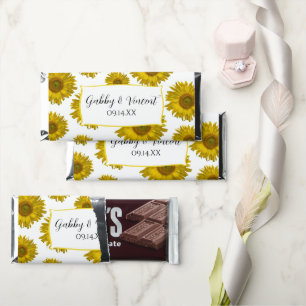 Yellow and White Scattered Sunflowers Wedding Hershey Bar Favors