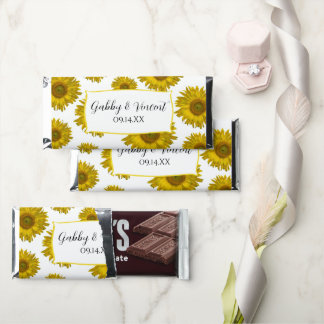 Yellow and White Scattered Sunflowers Wedding  Hershey Bar Favors