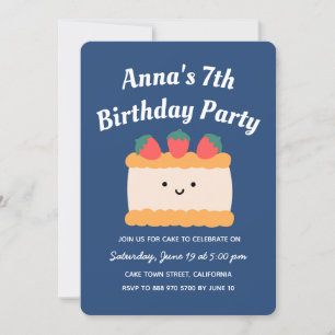 Yellow and White Sponge Cake Birthday Party Invitation