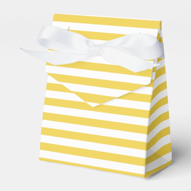 Yellow and White Stripe Pattern Favor Boxes (Front Side)