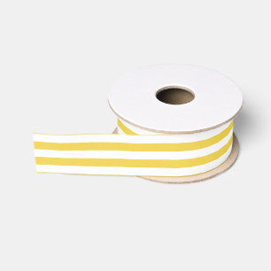 Yellow and White Stripe Pattern Grosgrain Ribbon