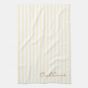 Yellow and White Stripe Pattern Kitchen Towel