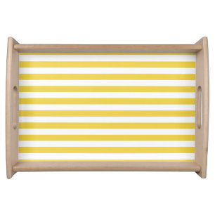 Yellow and White Stripe Pattern Serving Tray