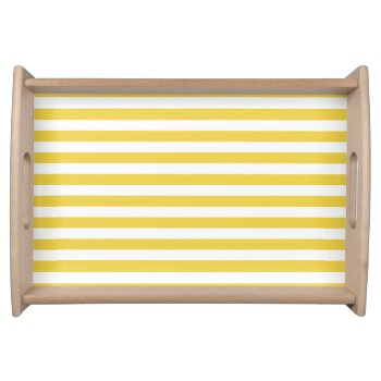 Yellow And White Stripe Pattern Serving Tray by allpattern at Zazzle